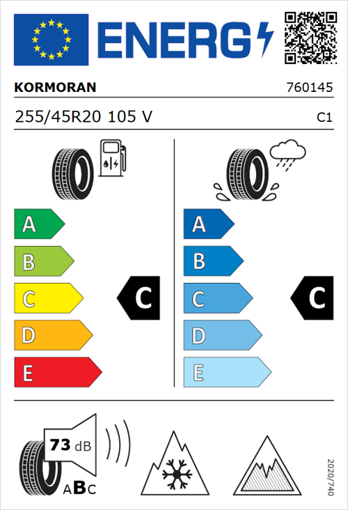 Tyre Label for Kormoran SUV Snow 255/45R20 105V